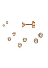 Vivance Damen Paar Ohrstecker "925 Silber rotvergoldet Set 3 Paar 2mm", ONE-SIZE, Silber 925 (Sterlingsilber), rot, Silber 925 (Sterlingsilber),