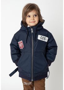 Gulliver Jungen Outdoorjacke, blau, casual, Gr. 104, bestickt, unifarben, 100% Nylon, Jacken, mit verstellbarer Kapuze