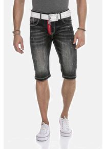 Cipo & Baxx CIPO & BAXX Herren Jeansbermudas "Bermuda & Short", schwarz, casual, Gr. 34, unifarben, 98% Baumwolle 2% Elasthan, Jeans, mit trendigen Farbklecksen,