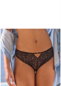 Vivance Damen String, Gr. 48, schwarz, Spitze, Obermaterial: 88% Polyamid, 12% Elasthan, Unterhosen, aus dezent transparenter Spitze in Kussmund-Optik