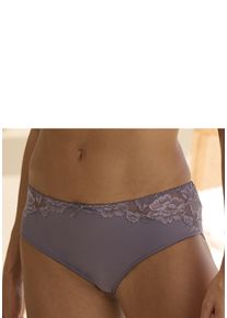 Lascana Damen Tanga "Vittoria", Gr. 32, grau, Obermaterial: 84% Polyamid (TACTEL), 16% Elasthan (LYCRA), Unterhosen, mit Spitzeneinsätzen