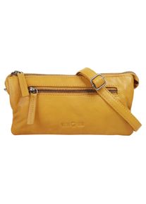 wouwou Damen Umhängetasche, gelb, Leder, unifarben, leicht glänzend, Taschen, echt Leder
