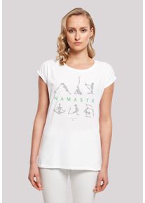 F4NT4STIC Damen T-Shirt "Namaste Yoga Skelett Halloween", weiß, casual, Gr. XXL, Obermaterial: 100% Baumwolle, Shirts, Print