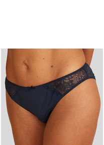 Lascana Damen Tanga "Luciana", Gr. 32, blau, Obermaterial: 86% Polyamid, 14% Elasthan, Unterhosen, aus zarter Spitze
