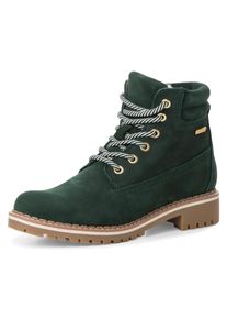Tamaris Damen Winterboots, Gr. 39, grün, Nubukleder, unifarben, casual, Schuhe, Blockabsatz, Schnürboots, Outdoorschuh mit Duo-Tex-Ausstattung
