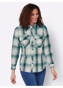 Casual Looks Damen Flanellbluse, blau, Gr. 42, gemustert, kariert, mehrfarbig, 100% Baumwolle, Blusen