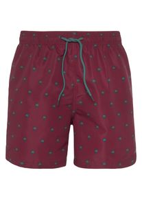 s.Oliver Herren Badeshorts, bunt, Gr. S, bedruckt, kontrastfarbene Details, Recycling-Polyester, Microfaser, Badehosen, mit Palmen-Design