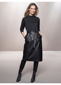 Heine Damen Lederkleid "Kleid", schwarz, Gr. 38, unifarben, 76% Polyester, 20% Viskose, 4% Elasthan, Lederimitat:100% Polyester, Kleider