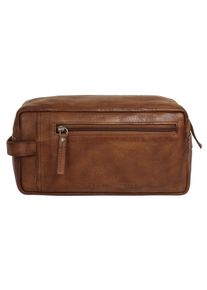 SPIKES & SPARROW Kulturbeutel "TOILETRY BAG", SPIKES & SPARROW, braun, Leder, unifarben, leicht glänzend, Taschen, echt Leder