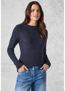Cecil Damen Strickpullover, blau, casual, Gr. XL, unifarben, Web, 37% Baumwolle, 34% Polyacryl, 26% Polyester, 3% Elasthan, Pullover, mit