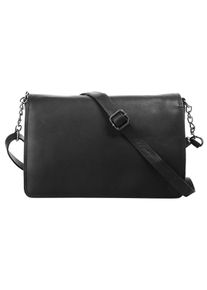 CLUTY Damen Umhängetasche, schwarz, Leder, unifarben, Taschen, echt Leder
