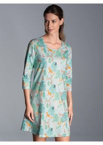 TRIGEMA Damen Nachthemd "TRIGEMA Nachthemd mit Allover-Print", Gr. M, blau, 100% Baumwolle, Basic, Kleider
