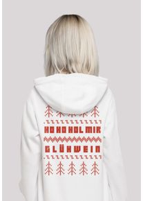 F4NT4STIC Damen Kapuzenpullover "Weihnachten Ho Ho Hol mir Glühwein", weiß, casual, Gr. XS, Obermaterial: 65% Baumwolle, 35% Polyester, Pullover,