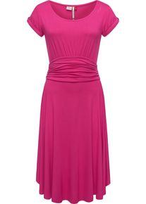 Ragwear Damen Sommerkleid "Yvone Solid", pink, casual, Gr. XL, Material: 95% Viskose, 5% Elasthan, Kleider, leichtes Jersey-Kleid mit Taillengürtel
