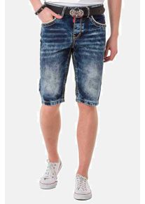Cipo & Baxx CIPO & BAXX Herren Jeansbermudas "Bermuda & Short", blau, casual, Gr. 32, unifarben, 100% Baumwolle, Jeans, mit stylishen Kontrastnähten, CK268