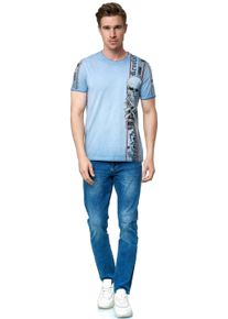 Rusty Neal Herren T-Shirt, blau, casual, Gr. S, bedruckt, 100% Baumwolle, Shirts, im verwaschenen Look