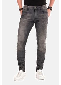 Cipo & Baxx CIPO & BAXX Herren Röhrenjeans "Jeans", grau, casual, Gr. 28, unifarben, 99% Baumwolle;1% Elasthan, Jeans, mit Elasthanzusatz, CD374