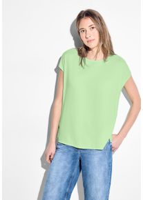 Cecil Damen Kurzarmbluse, grün, casual, Gr. S, unifarben, Stoff, 100% Viskose, Blusen, mit Rundhalsausschnitt