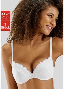 Petite Fleur Damen Push-up-BH, Gr. 80, weiß, Spitze, Jersey, Obermaterial: 79% Polyester, 12% Baumwolle, 6% Polyamid, 3% Elasthan, casual, BHs, mit