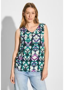 Cecil Damen Blusentop, weiß, casual, Gr. XS, bedruckt, Stoff, 100% Viskose, Blusen, aus softer Viskose
