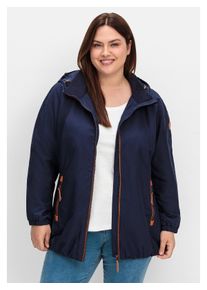 sheego Damen Langjacke "Große Größen", blau, casual, Gr. 42, unifarben, Obermaterial: 100% Polyester;Futter: 100% Polyester, Jacken, aus Microfaser,