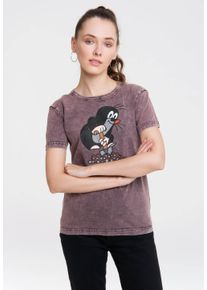 logoshirt Damen T-Shirt "Der kleine Maulwurf", lila, casual, Gr. M, bedruckt, 100% Baumwolle, Shirts, mit lizenziertem Print