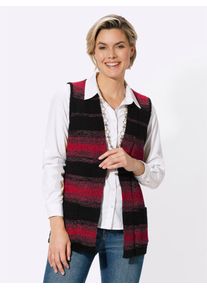 Classic Basics Damen Strickweste, rot, Gr. 46, gemustert, gestreift, 77% Polyacryl, 23% Polyester, Westen