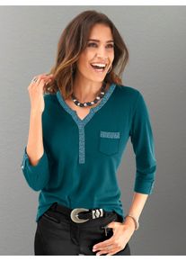Alessa W. Collection ALESSA W. Damen 3/4-Arm-Shirt "Shirt", blau, Gr. 36, unifarben, 50% Baumwolle, 50% Modal, Shirts