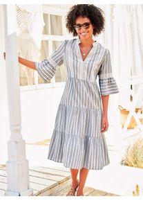 Heine Damen Sommerkleid "Kleid", blau, Gr. 42, gemustert, gestreift, 100% Baumwolle, Kleider