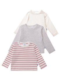 Liliput Jungen Langarmshirt, rosa, Gr. 86, gestreift, 95% Baumwolle, 5% Polyester, Shirts, mit praktischen Druckknöpfen im 3er-Pack