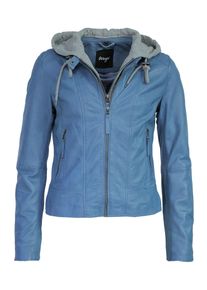 Maze Damen Lederjacke "42021133", blau, Gr. XXL, Obermaterial: 100% Lammleder / Innenfutter: 100% Polyester / Kapuze: 55% Baumwolle, 45% Polyester,