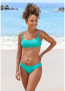 Vivance Damen Bustier-Bikini-Top "Valeria", blau, Gr. S, unifarben, Strukturmuster, Polyester, Bikini-Oberteile, herausnehmbare Softcups,