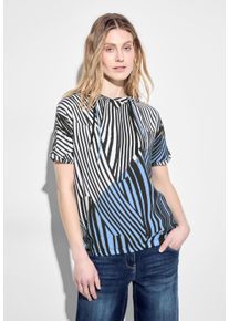 Cecil Damen Kapuzenshirt, blau, casual, Gr. S, gestreift, Stoff, Vorderteil: 100% Viskose, Rückseite: 50% Modal, 50% Baumwolle, Shirts, mit