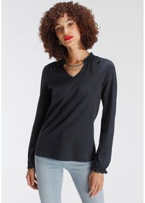 AJC Damen Langarmshirt, blau, feminin, Gr. 32, Jersey, Obermaterial: 95% Baumwolle, 5% Elasthan, Shirts
