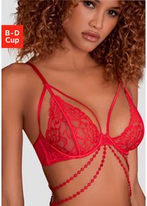 JETTE Damen Bügel-BH, Gr. 75, rot, Microtouch, Obermaterial: 70% Polyamid, 18% Polyester, 12% Elasthan, sexy, BHs, mit aufregender Bänder-Optik, sexy