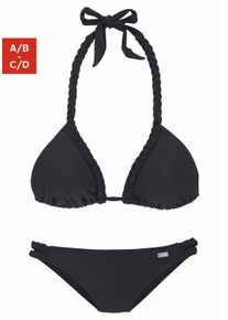 Buffalo Damen Triangel-Bikini, schwarz, Gr. 36, Flechtoptik, Polyamid, Bikini-Sets, mit geflochtenen Details