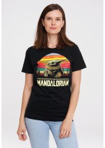 logoshirt Damen T-Shirt "Star Wars - Baby Yoda", schwarz, casual, Gr. S, bedruckt, 100% Baumwolle, Shirts, mit lizenziertem Print