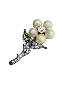 Damen Brosche "Blume", weiß, Collezione Alessandro, Glas, Broschen, mit Glassteinen