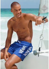 Venice Beach Herren Badeshorts, blau, Gr. M, unifarben, Microfaser, Polyester, Microfaser, Badehosen, mit Innenslip, mit Innentasche, mit Außenkordel