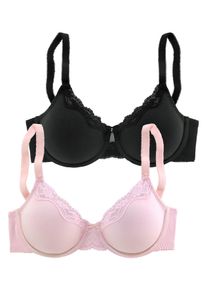Petite Fleur Damen Bügel-BH, Gr. 85, rosa, Spitze, Obermaterial: 87% Baumwolle, 8% Polyamid, 5% Elasthan, klassisch, BHs, mit zarter Jacquardspitze