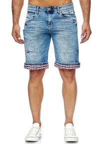 Rusty Neal Herren Shorts "Noxon", blau, casual, Gr. XXL, unifarben, 98% Baumwolle, 2% Elasthan, Hosen, mit tollem Karo-Detail