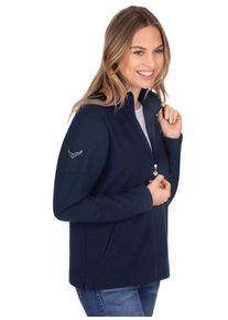 TRIGEMA Damen Sweatjacke "TRIGEMA Jacke mit funkelnden Strass-Steinen", blau, casual, Gr. S, 55% Polyester, 45% Baumwolle, Sweatjacken