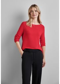 Street One Damen Langarmshirt, rot, casual, Gr. 46, unifarben, Stoff, 67% Viskose, 30% Polyester, 3% Elasthan, Shirts, Rundhalsausschnitt