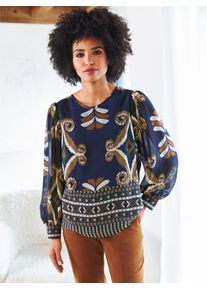 Heine Damen Druckbluse, bunt, Gr. 34, gemustert, mehrfarbig, bedruckt, 100% Polyester, Blusen