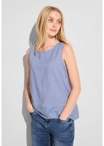 Street One Damen Blusentop, blau, casual, Gr. 46, gestreift, Stoff, 65% Polyester, 35% Viskose, Blusen, Knopf