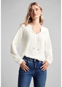 Street One Damen Langarmbluse, weiß, casual, Gr. 42, unifarben, Stoff, 100% Viskose, Blusen, aus softer Viskose