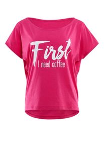 WINSHAPE Damen Oversize-Shirt "MCT002 ultra leicht", pink, Gr. XL, 50% Modal, 50% Baumwolle, Shirts, mit weißem Glitzer-Aufdruck