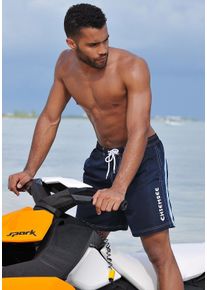 Chiemsee Herren Badeshorts, blau, Gr. M, unifarben, Microfaser, Polyester, Badehosen, sportliche Bade-Shorts, elastischer Bund, mit Außenkordel