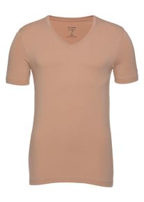 OLYMP Herren T-Shirt "Casual", beige, Basic, Gr. L, unifarben, Obermaterial: 94% Baumwolle, 6% Elasthan, Shirts, V-Ausschnitt, Ideal zum Unterziehen