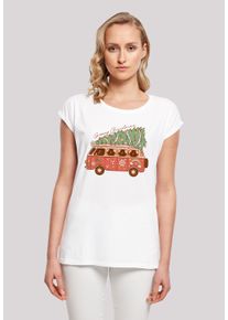 F4NT4STIC Damen T-Shirt "Groovy Weihnachten Camper Van", weiß, casual, Gr. XXL, Obermaterial: 100% Baumwolle, Shirts, Premium Qualität,